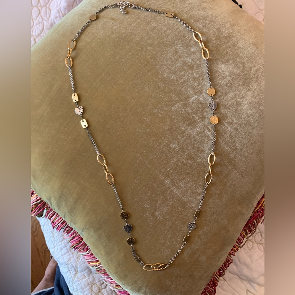 Retiree Brighton Deco two tone heart/oval necklace